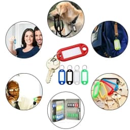 100x Coloured Plastic Key Fobs Luggage ID Tags Labels Key rings with Name Cards, For Many Uses - Bunches Of Keys, Luggage