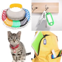 100x Coloured Plastic Key Fobs Luggage ID Tags Labels Key rings with Name Cards, For Many Uses - Bunches Of Keys, Luggage