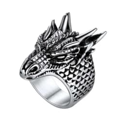 U7 Dragon Rings for Men Women Black Retro 14K Gold Color Vivid Animal Dragon Wrapped Rings Stainless Steel Cool Jewelry Gift