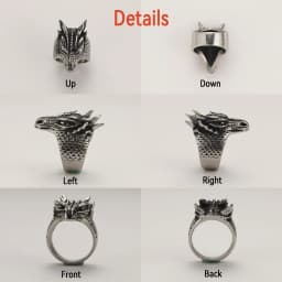 U7 Dragon Rings for Men Women Black Retro 14K Gold Color Vivid Animal Dragon Wrapped Rings Stainless Steel Cool Jewelry Gift