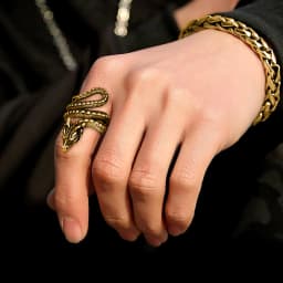 U7 Dragon Rings for Men Women Black Retro 14K Gold Color Vivid Animal Dragon Wrapped Rings Stainless Steel Cool Jewelry Gift
