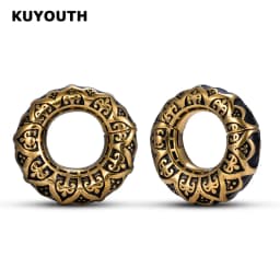 KUYOUTH Vintage Stainless Steel Pattern Magnet Ear Weight Earring Stretchers Body Jewelry Piercing Expanders 2PCS