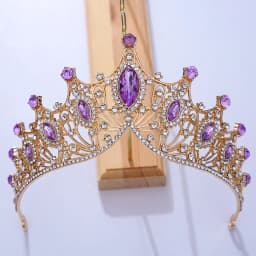 DIEZI Baroque Black Tiara Crown For Wedding Birthday Party Hair Jewelry Queen Bridal Bride Purple Crystal Crown Hair Accessories