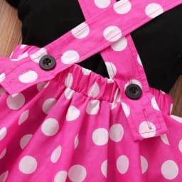 1-3Y Toddler Baby Girls Cute Dress Set Kid Costumes Short Sleeve Black T-shirt + Polka Dot Suspender Skirt Holiday Party Outfit