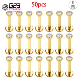10/50Pcs G23 ASTM F136 Fashion Threadless Earrings Piercing Tragus Stud Crystal Labret Ear Piercing Ring Zircon Helix Cartilage