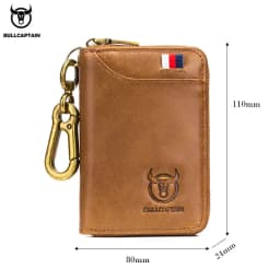 BULLCAPTAIN Genuine Leather Men's Key Card Bag High-quality Multi-function Key Box Car Key Chain Wallet Mini Card Bag Key Clip