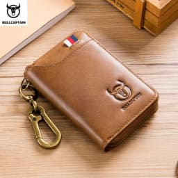 BULLCAPTAIN Genuine Leather Men's Key Card Bag High-quality Multi-function Key Box Car Key Chain Wallet Mini Card Bag Key Clip
