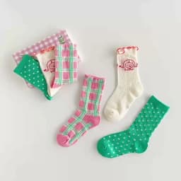 Spring Summer Socks Children Mesh Socks Kids Girls Calf Length Polka Dots Socks 3 Pairs/bag