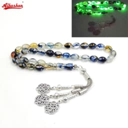 Luminous Tasbih bracelet Blue resin Muslim misbaha Eid Gift islamic accessories masbaha turkish jewelry 33 prayer beads bracelet