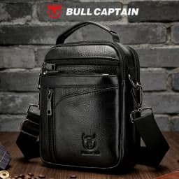 BULLCAPTAIN New Men Bag Genuine Leather Man Brand Crossbody Shoulder Bag Small Business Bags Male Messenger Leather Bags