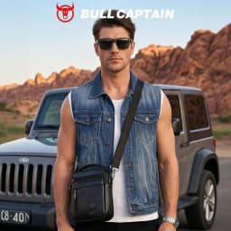 BULLCAPTAIN New Men Bag Genuine Leather Man Brand Crossbody Shoulder Bag Small Business Bags Male Messenger Leather Bags