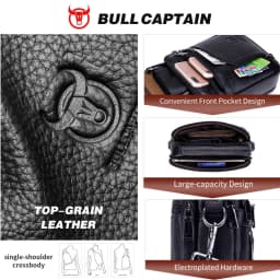 BULLCAPTAIN New Men Bag Genuine Leather Man Brand Crossbody Shoulder Bag Small Business Bags Male Messenger Leather Bags