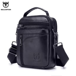 BULLCAPTAIN New Men Bag Genuine Leather Man Brand Crossbody Shoulder Bag Small Business Bags Male Messenger Leather Bags