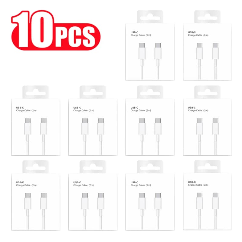 10 PCS USB C to USB C 100W PD Cable For iPhone 15 16 17 Pro Max Samsung Xiaomi 15 Redmi Dual Type-C Quick Charge Cables With Box