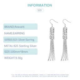 ARAVANT 925 Silver Long Tassels Drop Earring For Women Girls Fashion Jewelry