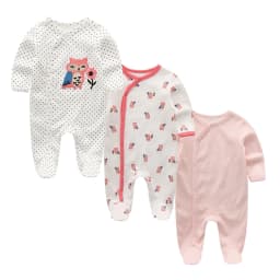 Kiddiezoom 3 Pcs/Lot Autumn Winter Unisex Cartoon Long Sleeve Baby Boy Girl Romper 100%Cotton Soft Newborn Jumpsuits Clothing