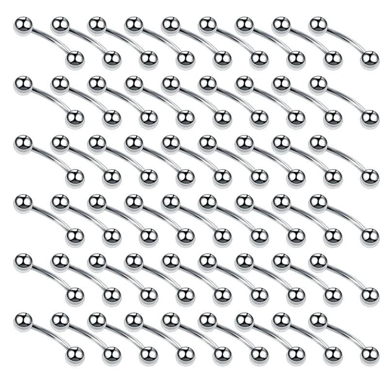 100PCS/Lot Surgical Steel Eyebrow Rings Piercing Banana Eyebrow Ring Rook Piercings Barbell Earring Studs Body Jewelry Gift
