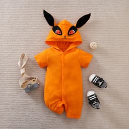 Summer Boys and Girls Cute Anime Fox Hat Cotton Comfortable Casual Short Sleeve Baby Bodysuit