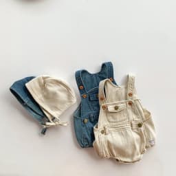 Baby Clothes Denim Sling Romper Infant Onesie Newborn One-piece 0-3 Years Old Complimentary Hat