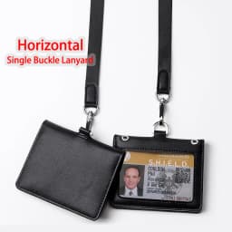 Reporter Police Badge ID Credit Card Holder Real Leather Business Name Tag Chest Card Pouch with Neck Lanyard Staff Supplies