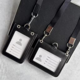 Reporter Police Badge ID Credit Card Holder Real Leather Business Name Tag Chest Card Pouch with Neck Lanyard Staff Supplies
