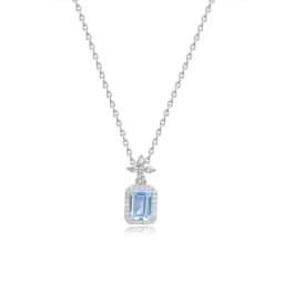 New 925 Sterling Silver Necklace Luxury Rhine Topaz Pendant Sapphire Necklace Banquet Glamour Jewelry for Women Engagement