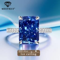 S925 Sterling Silver Tanzanite Blue Zircon Sparkle 5A Good Quality Ice Cut High Carbon Diamond Ladies Ring Fine Jewelry Women