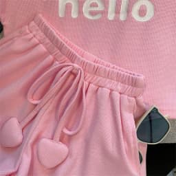 New 4 -14 Years Summer Girls Clothing Set Letter Print Sleeveless T-shirt + Heart Shorts Pants 2pcs Suit Kids Leisure Outfit
