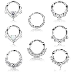 1Pc 16G 316L Stainless Steel Septum Nose Rings,CZ Cartilage Tragus Helix Daith Hoop Earring Hypoallergenic Piercing Jewelry