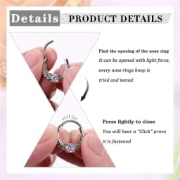 1Pc 16G 316L Stainless Steel Septum Nose Rings,CZ Cartilage Tragus Helix Daith Hoop Earring Hypoallergenic Piercing Jewelry