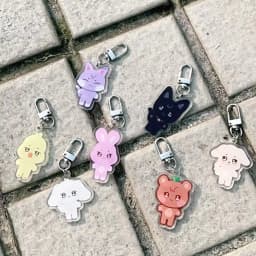 8pcs KPOP Cartoon Keychain Acrylic Double-Sided Transparent Creative Pendant WooYoung JongHo YunHo Star Peripheral Bag Keyring