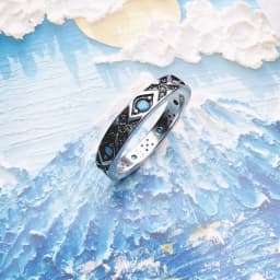 Ring Blue Asian Ornaments Europe Style Fine Jewerly For Women Brand New Ethno Gift In 925 Sterling Silver