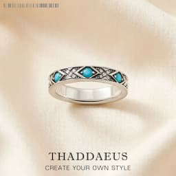 Ring Blue Asian Ornaments Europe Style Fine Jewerly For Women Brand New Ethno Gift In 925 Sterling Silver