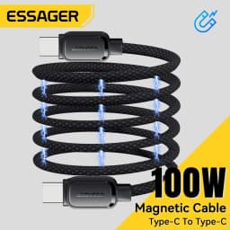 Essager PD 100W 60W Magnetic Suction Anti-Winding Type C to C Cable Fast Charge Cord Wire for Samsung Huawei Xiaomi Lenovo