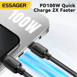 Essager PD 100W 60W Magnetic Suction Anti-Winding Type C to C Cable Fast Charge Cord Wire for Samsung Huawei Xiaomi Lenovo