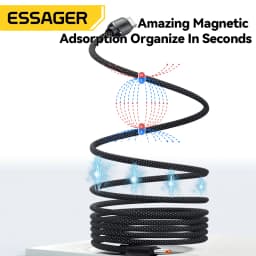 Essager PD 100W 60W Magnetic Suction Anti-Winding Type C to C Cable Fast Charge Cord Wire for Samsung Huawei Xiaomi Lenovo
