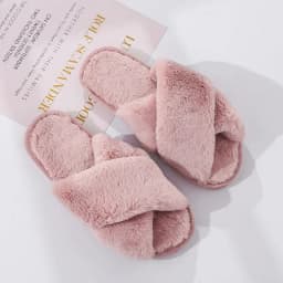 Winter Women House Slippers Faux Fur Fashion Warm Shoes Woman Slip on Flats Female Slides Black Pink cozy home furry slippers