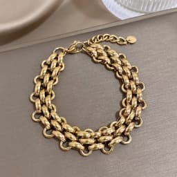 Trendy Stainless Steel Chunky Thick Chain Bracelet for Women Punk Statement Glossy Multilayer Link Bracelets Wristband Jewelry