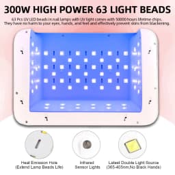 300W High-power Nail Dryer Lamp For Machine With Hand Pillow Wear 63LEDS UV LED Lamp for Press On Nail Dryer for Curing All Gel