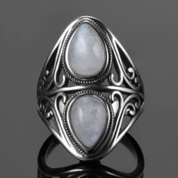 Round Oval Big Natural Moonstones Rings Women's Silver Plated Rings Gifts Vintage Fine Jewelry
