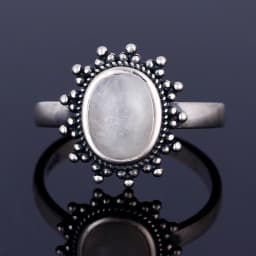 Round Oval Big Natural Moonstones Rings Women's Silver Plated Rings Gifts Vintage Fine Jewelry