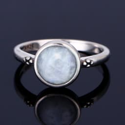 Round Oval Big Natural Moonstones Rings Women's Silver Plated Rings Gifts Vintage Fine Jewelry