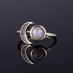 Round Oval Big Natural Moonstones Rings Women's Silver Plated Rings Gifts Vintage Fine Jewelry