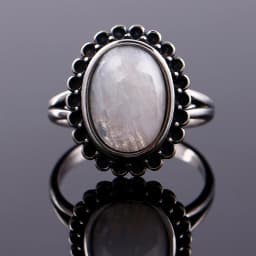 Round Oval Big Natural Moonstones Rings Women's Silver Plated Rings Gifts Vintage Fine Jewelry