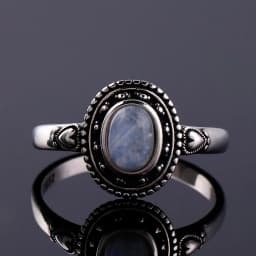 Round Oval Big Natural Moonstones Rings Women's Silver Plated Rings Gifts Vintage Fine Jewelry