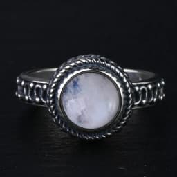 Round Oval Big Natural Moonstones Rings Women's Silver Plated Rings Gifts Vintage Fine Jewelry