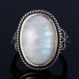 Round Oval Big Natural Moonstones Rings Women's Silver Plated Rings Gifts Vintage Fine Jewelry
