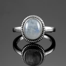 Round Oval Big Natural Moonstones Rings Women's Silver Plated Rings Gifts Vintage Fine Jewelry