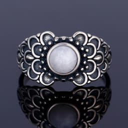 Round Oval Big Natural Moonstones Rings Women's Silver Plated Rings Gifts Vintage Fine Jewelry
