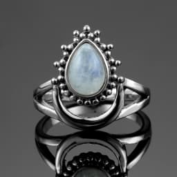 Round Oval Big Natural Moonstones Rings Women's Silver Plated Rings Gifts Vintage Fine Jewelry